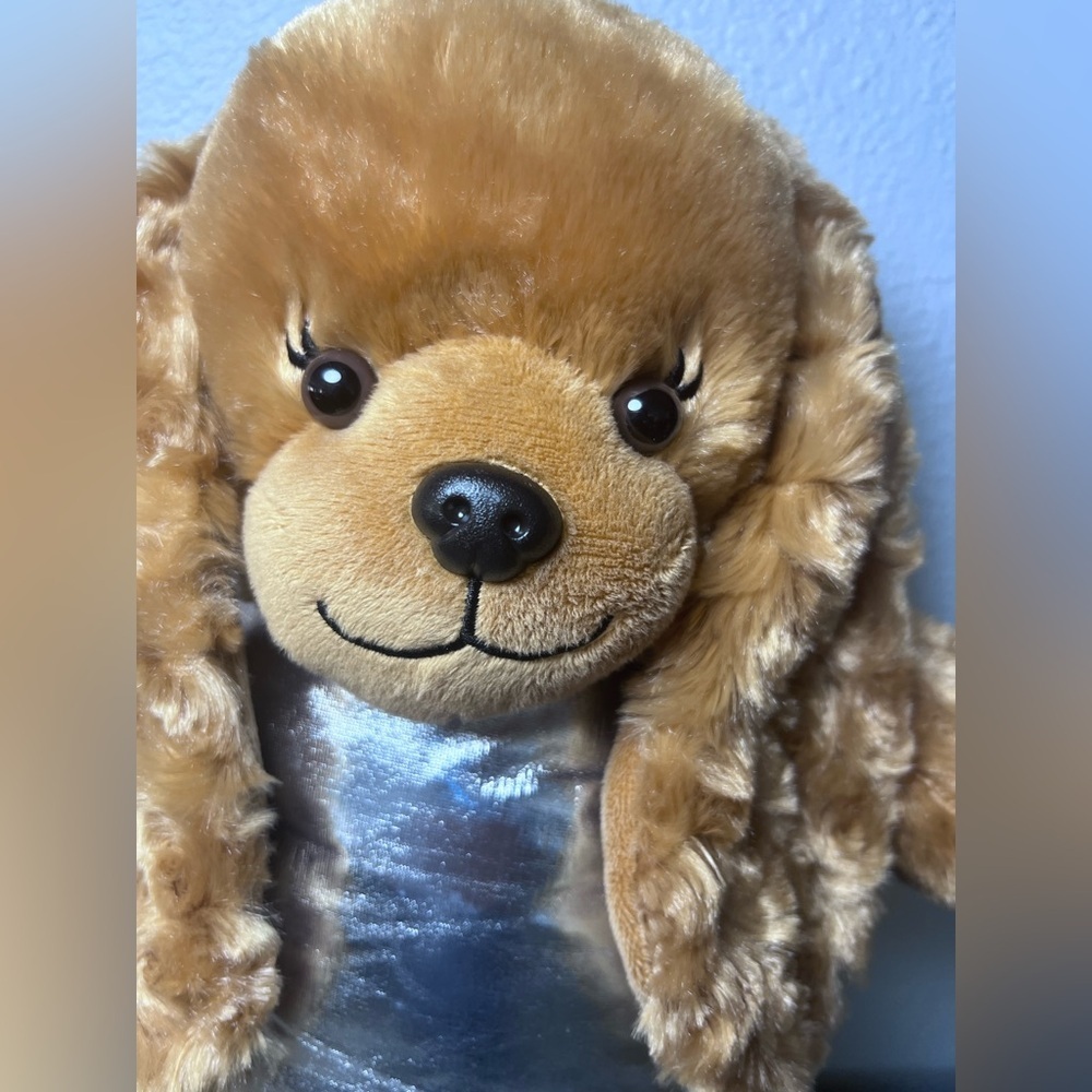 Build-A-Bear Barkleigh Dog Puppy Brown Plush Stuffed‎ Animal in Silver Outfit